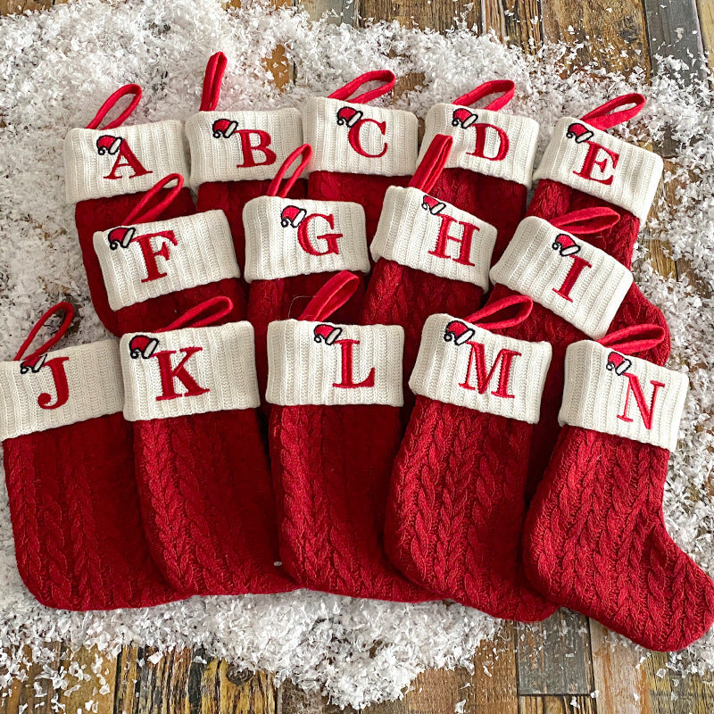 Knitted Initial Christmas Socks