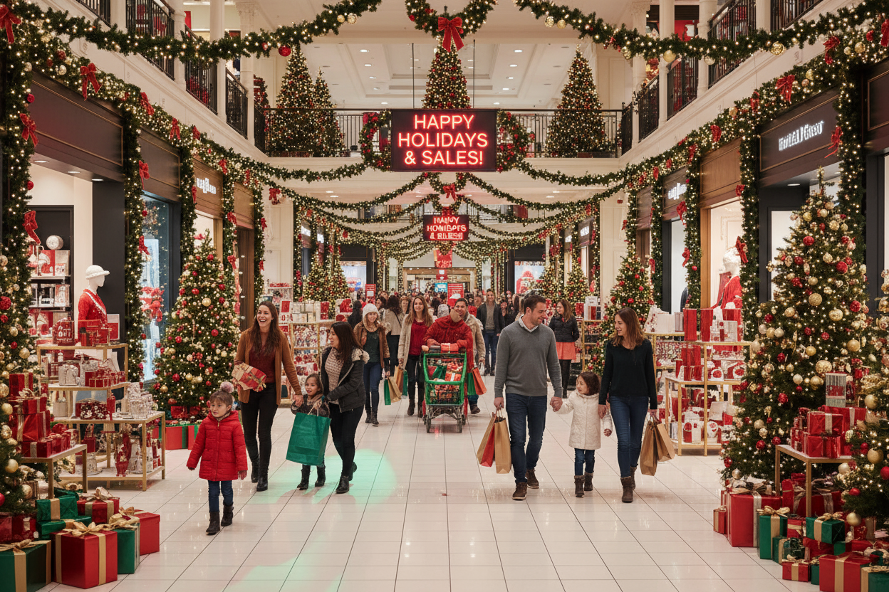 people doing christmas shopping